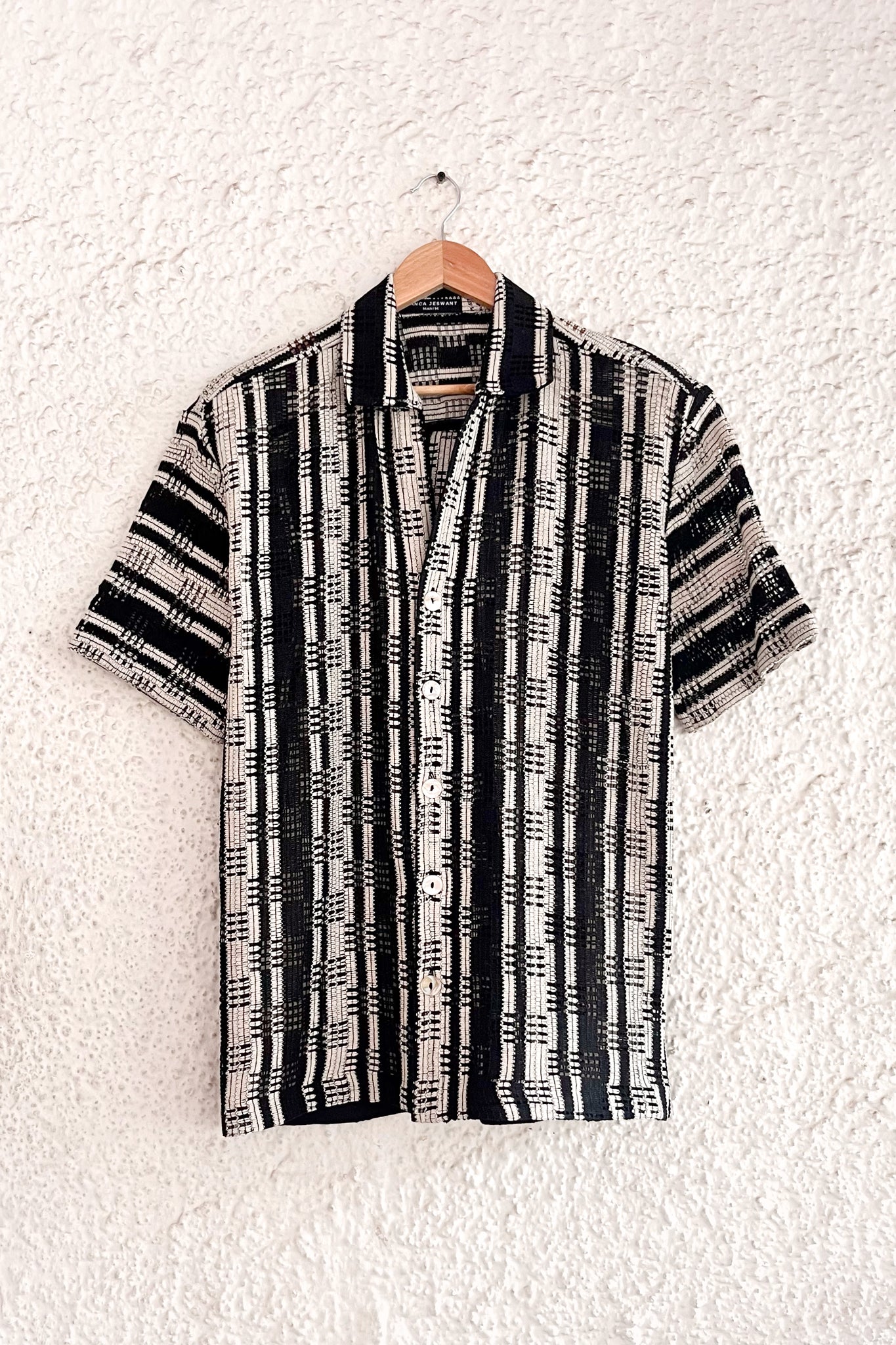 Men's Vacation Shirt - Striped Cotton Crochet