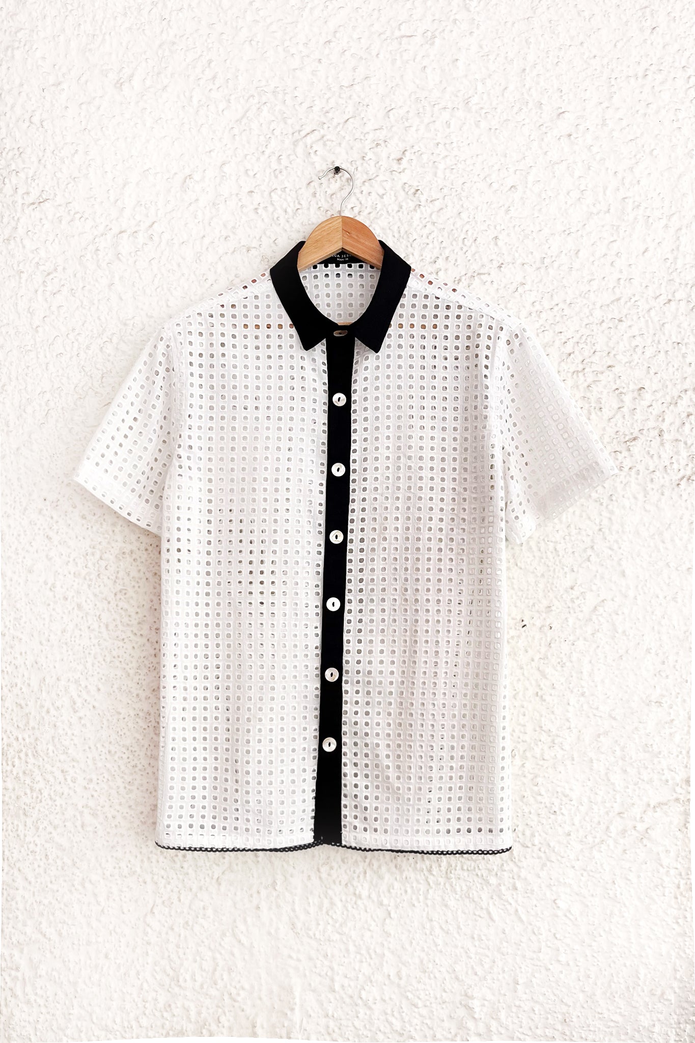 Men's Colour Block Shirt - Cotton Eyelet