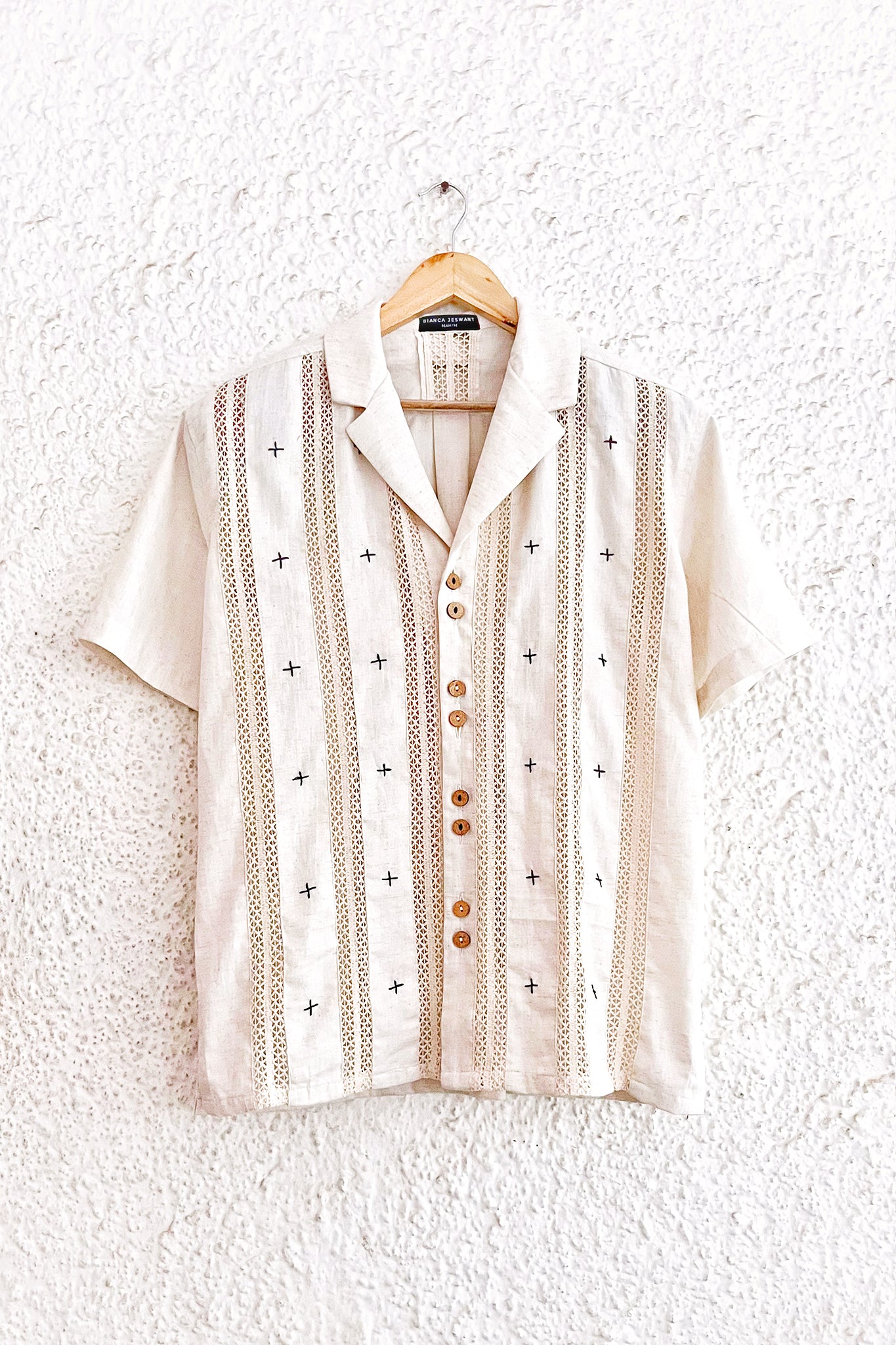 Women's Textured Shirt - Crochet Stripes