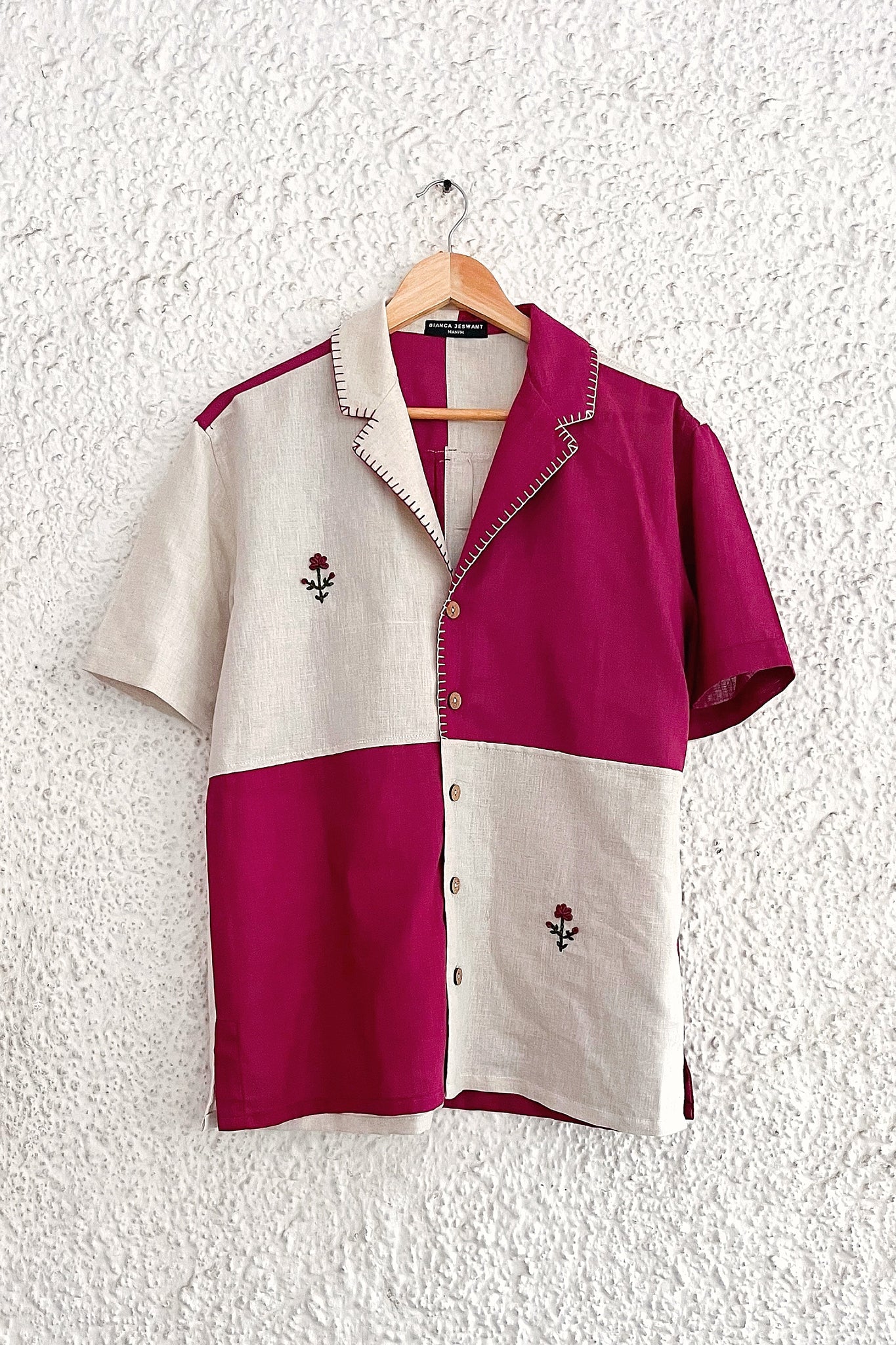 Women's Checkerboard Shirt - Raspberry and Cream