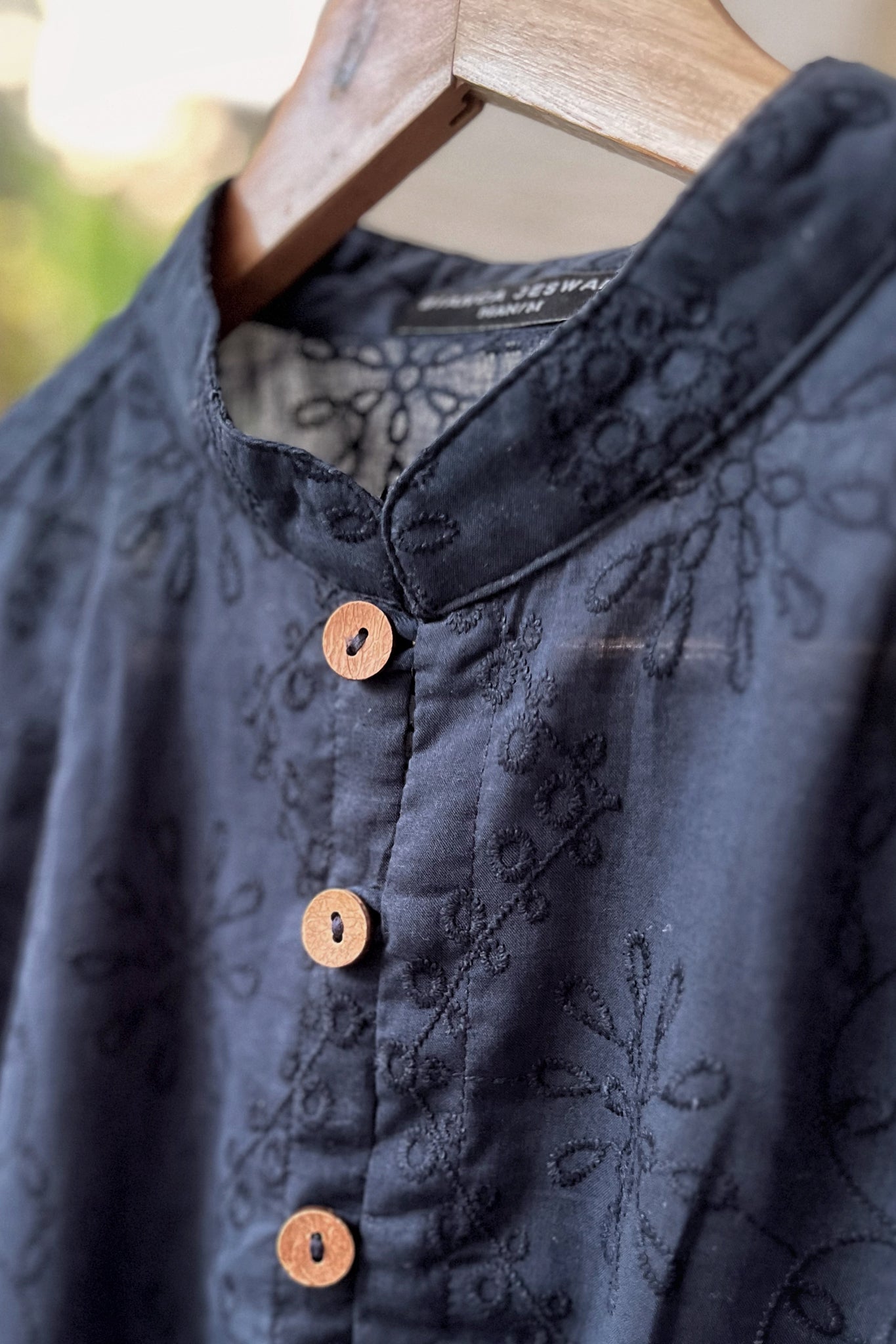 Men's Embroidered Shirt - Navy