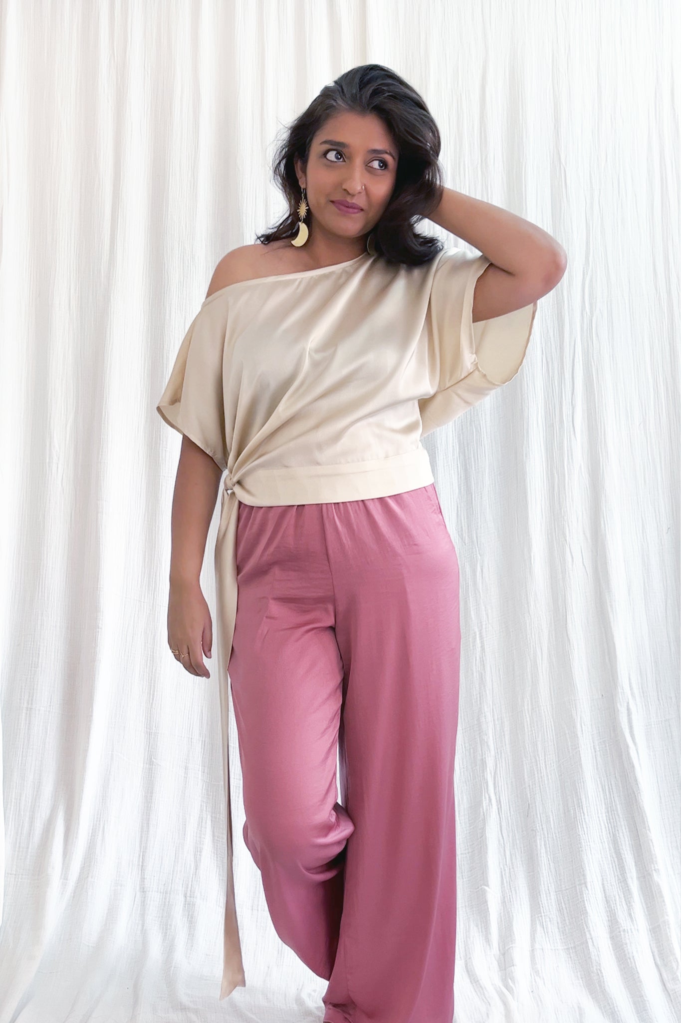 Satin Lounge Trouser - Pale Pink