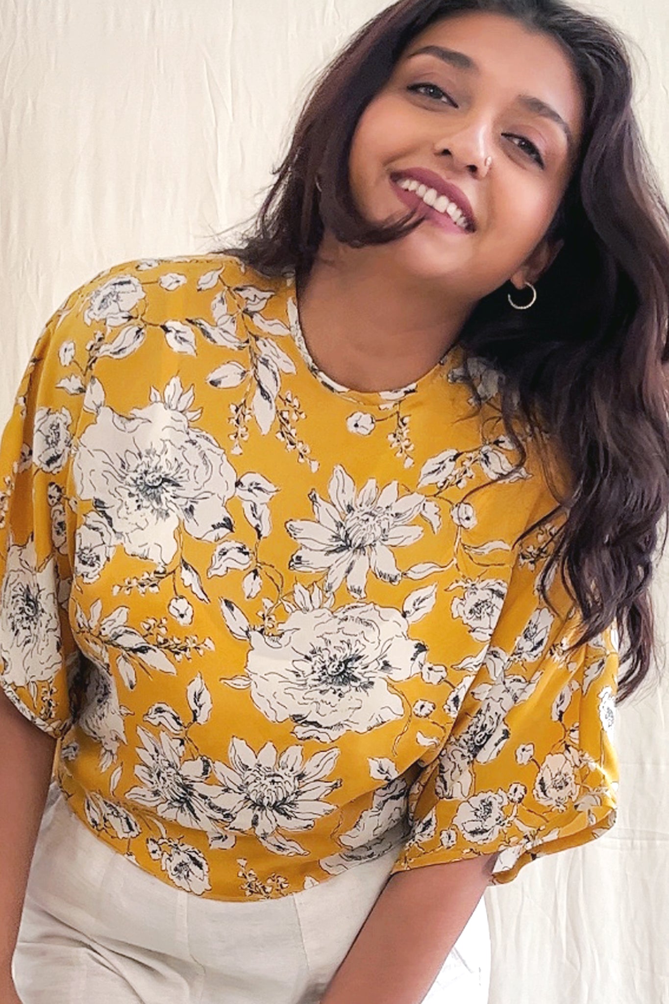 T-Shirt Top - Yellow Floral